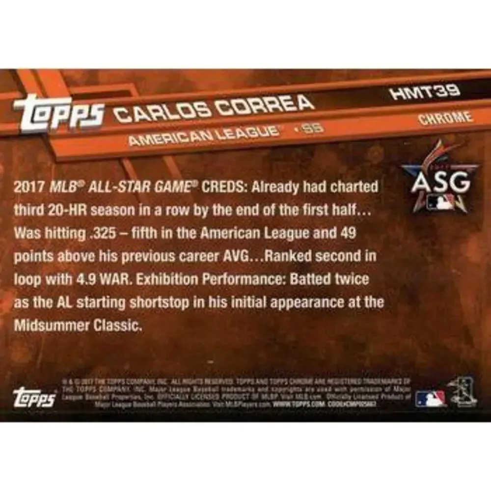 2017 Topps Chrome Update Carlos CorreaÂ AS HMT39 Houston Astros